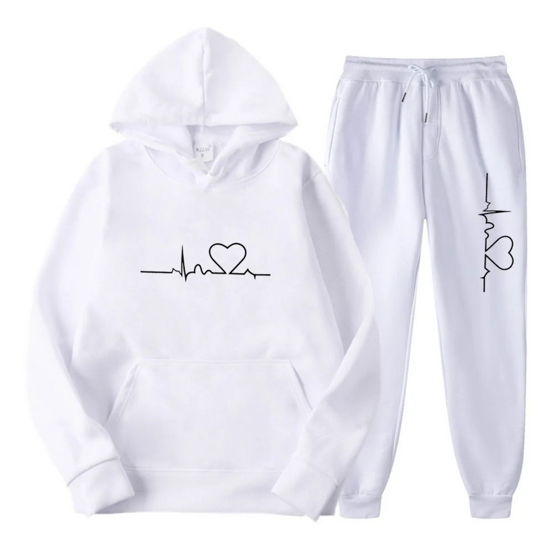 Drune | Damen Kapuzenpullover Trainingsanzug Satz mit Druck