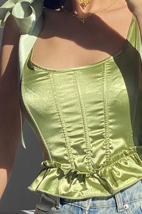 Drune | Perfekt Zufrieden Grün Schleife Bustier Korsett Crop Zu Oberteil