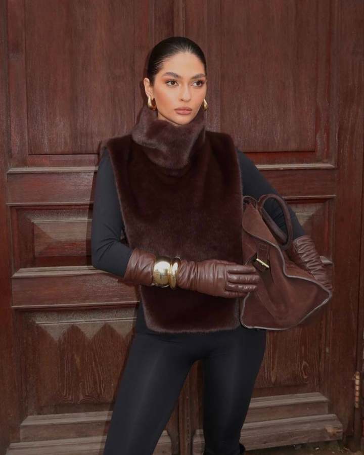 Drune | Pelz Rollkragenweste - Damen - Weich und Elegant mit Luxuriösem Aussehen