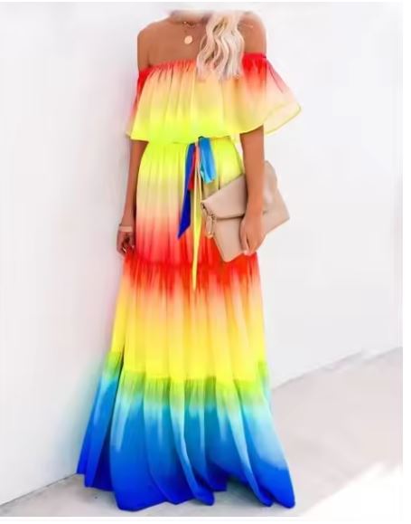 Damen Maxikleid mit schulterfreiem Design von Drune