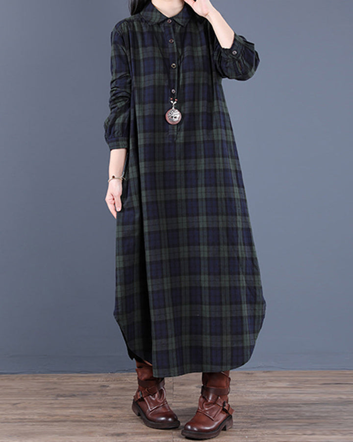 Drune | Langärmliges Karo-Hemdkleid