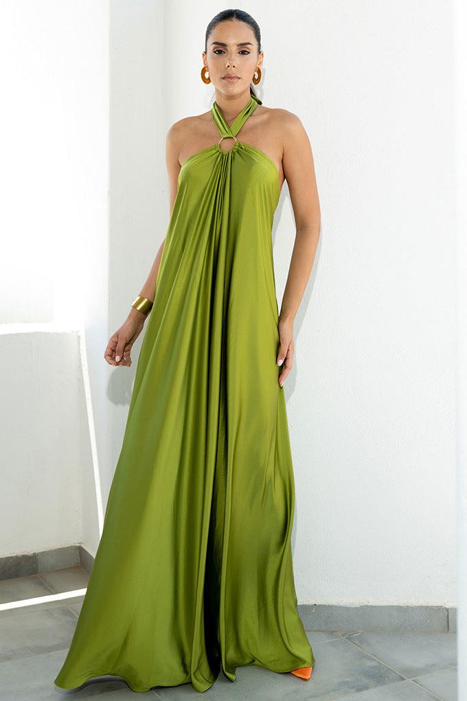 Drune | Satin Halter Neck Maxi Dress für Frauen