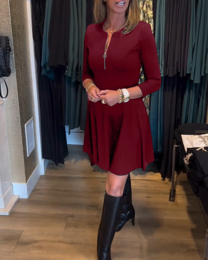 Drune | Kleid mit Einfarbigem Reißverschluss