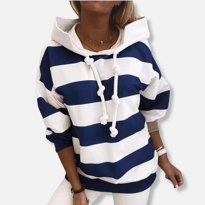 Drune | Lockere Passform Hoodie Gestreifter Lässiger Hoodie