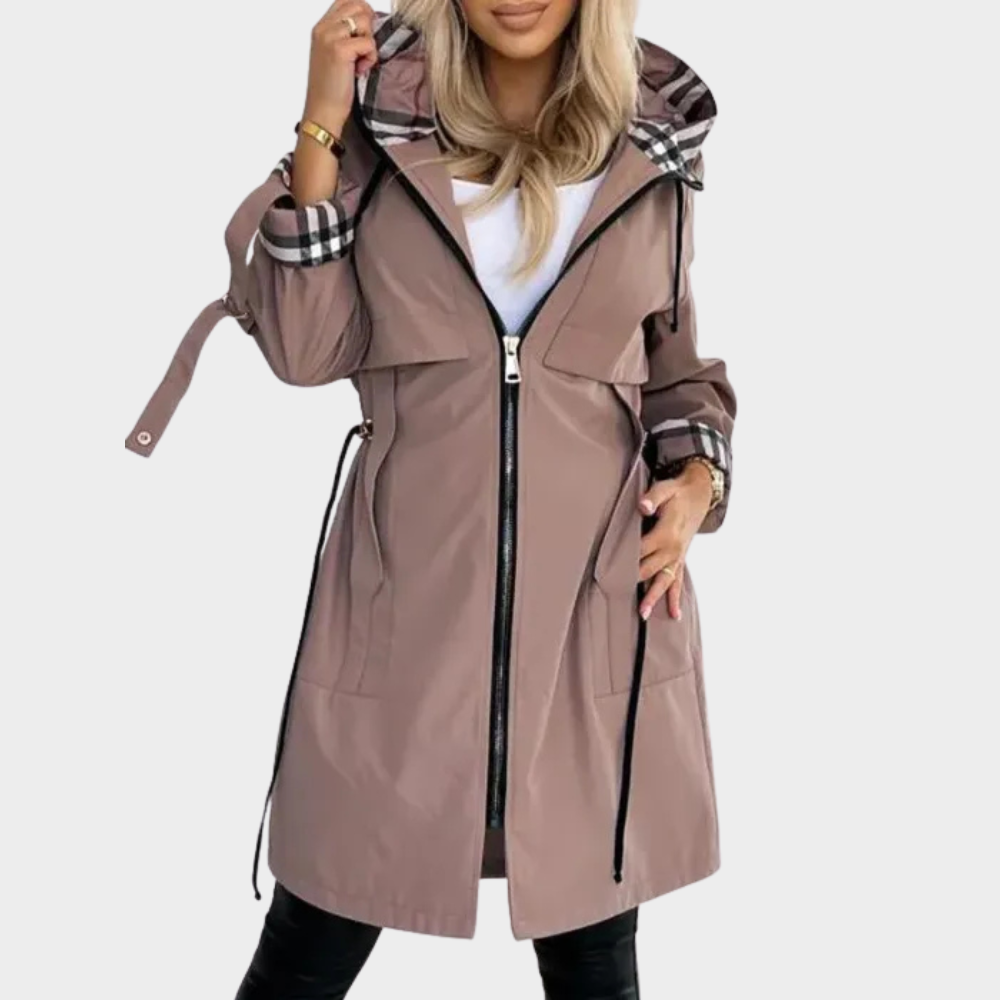Drune | Lange Jacke mit Reißverschluss und Kapuze