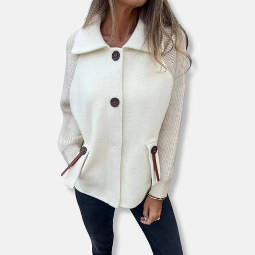 Drune | Jacke - Lässiger Schnitt - Gestrickte Ärmel - Mit Revers - Knopfverschluss