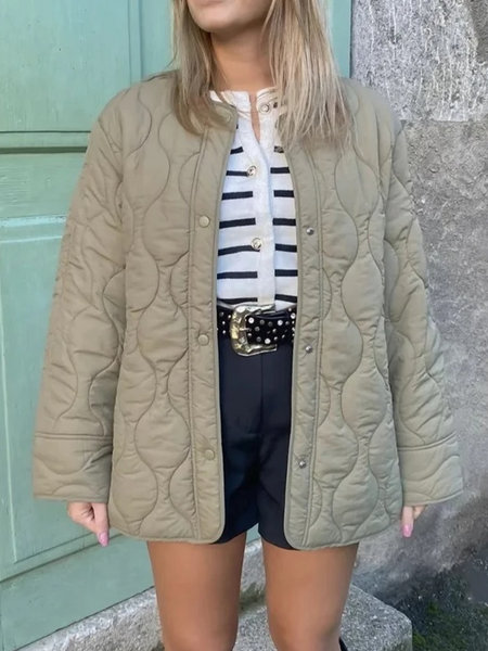 Drune | Elegante Langarm-Steppjacke mit Ein-Knopf-Verschluss Ideal für Herbst/Winter