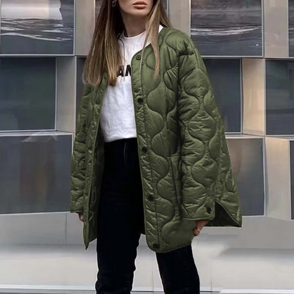 Drune | Lässige Rundhals-Steppjacke mit Karomuster und großen Taschen Ideal für Herbst/Winter