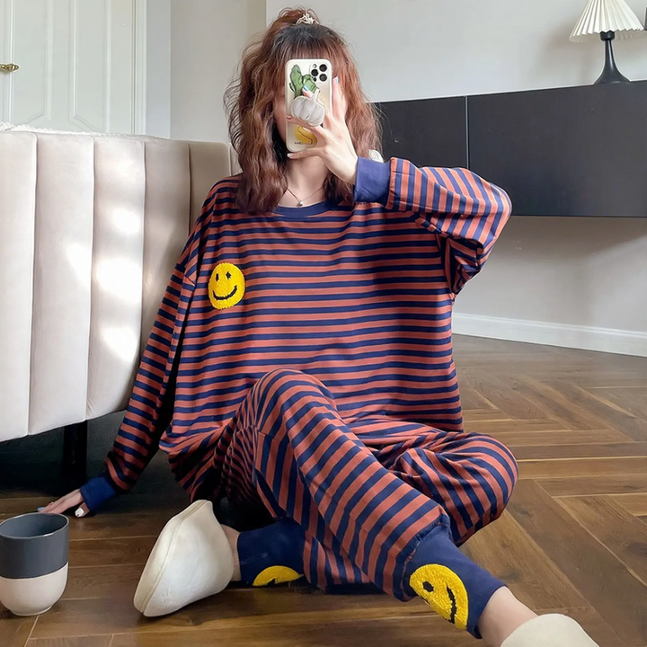 Warmes Pyjama-Set, Gefüttert, Große Größen
