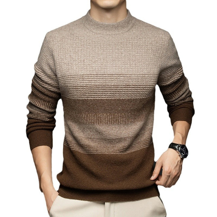 Herren-Wollpullover, Stehkragen, 100% Wolle, Jacquard
