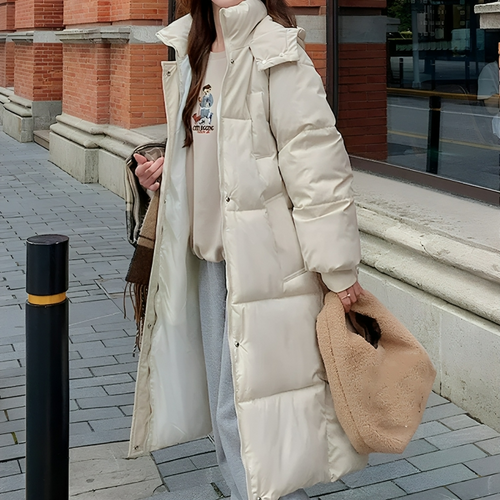 Drune | Lange Daunenjacke mit Kapuze für Frauen Ideal für Herbst Winter