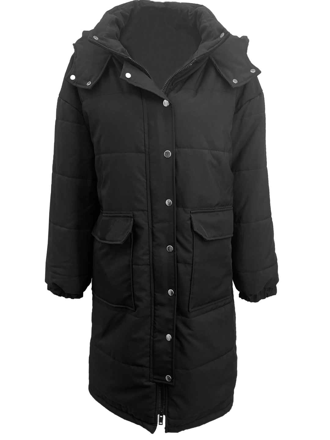 Drune | Stylischer Puffer Schwarzer Wintermantel mit Kapuze und Polsterung Ideal für Herbst/Winter