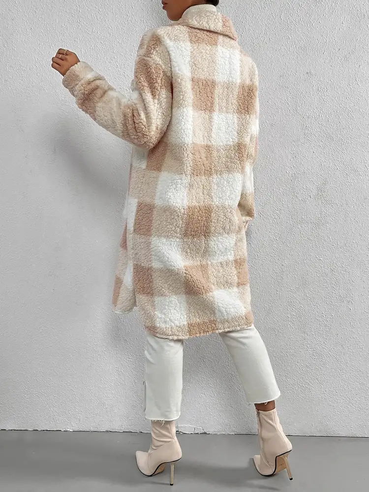 Drune | kariert Jacke mit plüschigem Kragen und Knöpfen