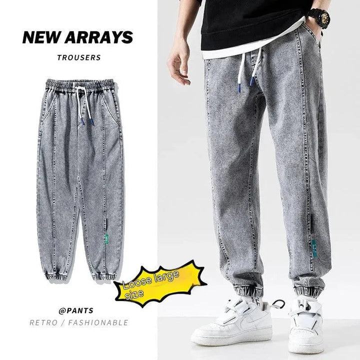 Drune | Modische Plus-Size-Herren-Jeans mit Knöchelbindung
