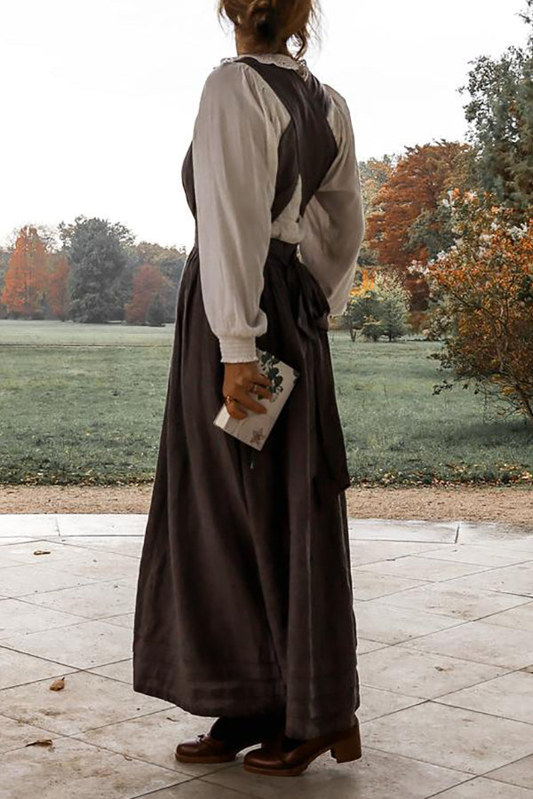 Drune | Cross Back O-Hals Maxikleid Leinen
