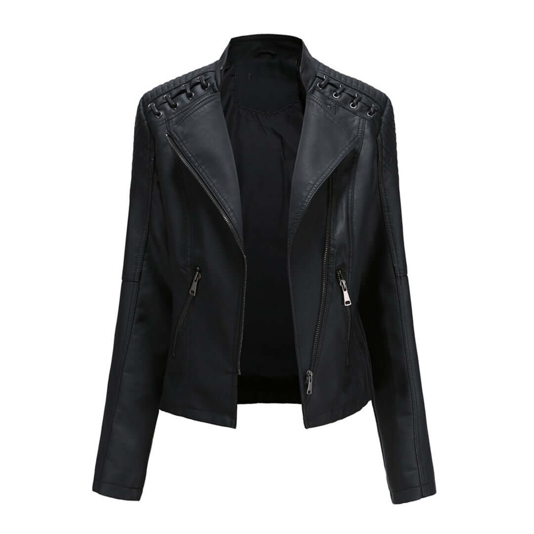 Drune | Damen Faux-Leder Bikerjacke
