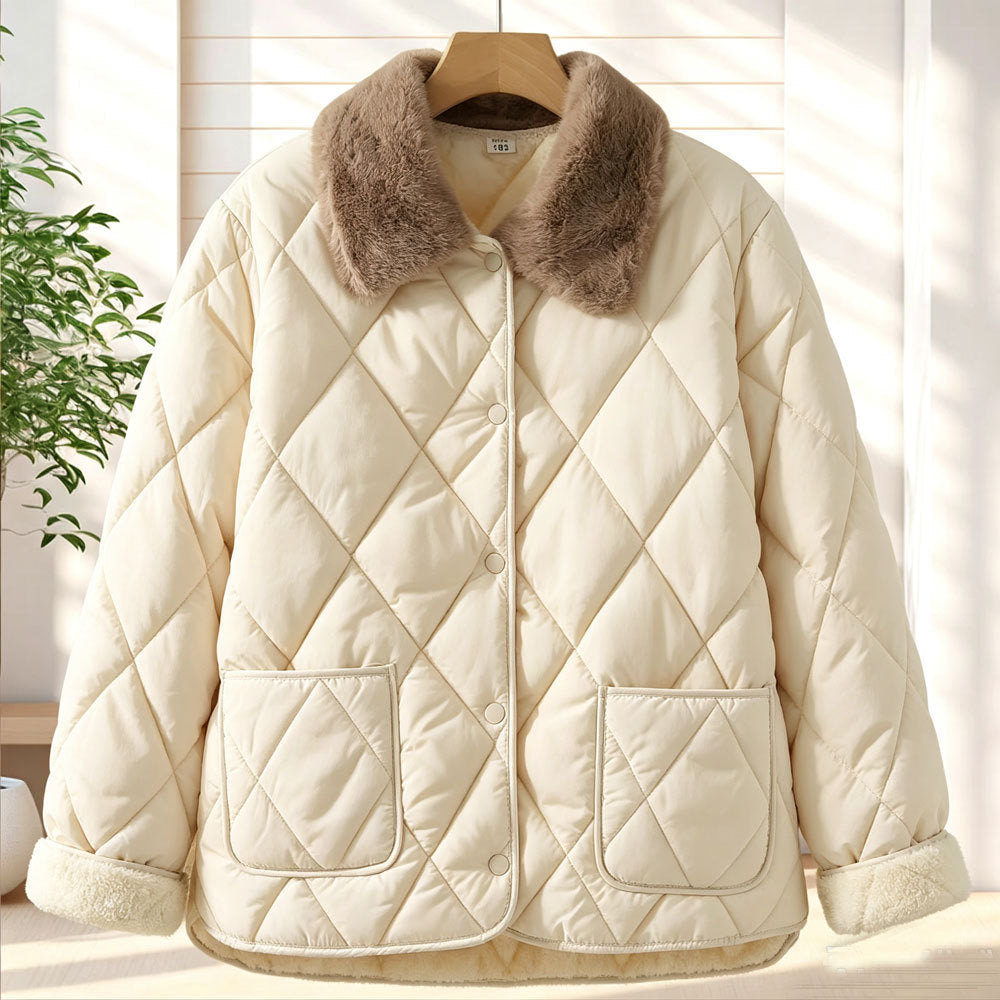 Damen-Steppjacke, leicht, tailliert, mit V-Ausschnitt