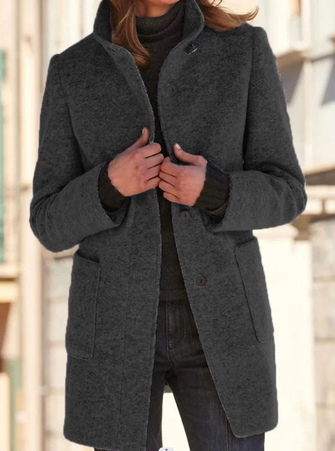Drune | Frauen Mantel Vintage Plain Knopf