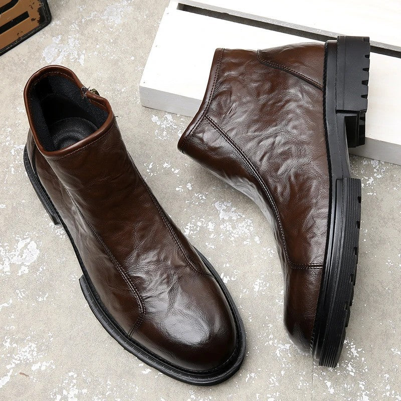 Herren-Lederstiefel mit Reißverschluss, gefüttert