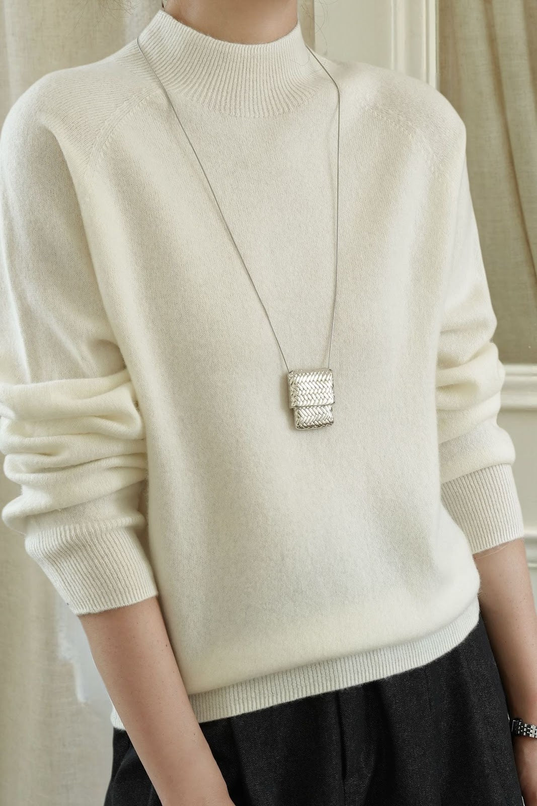 Damen-Wollpullover, Rundhalsausschnitt, lockere Passform