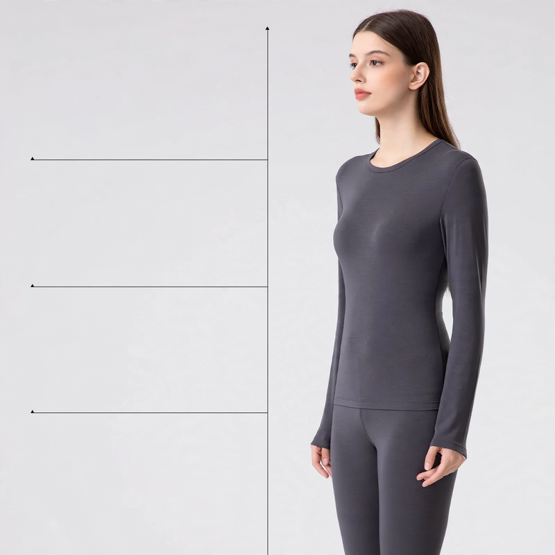 Damen-Thermo-Unterwäsche-Set, Modal, Rundhals, hautfreundlich