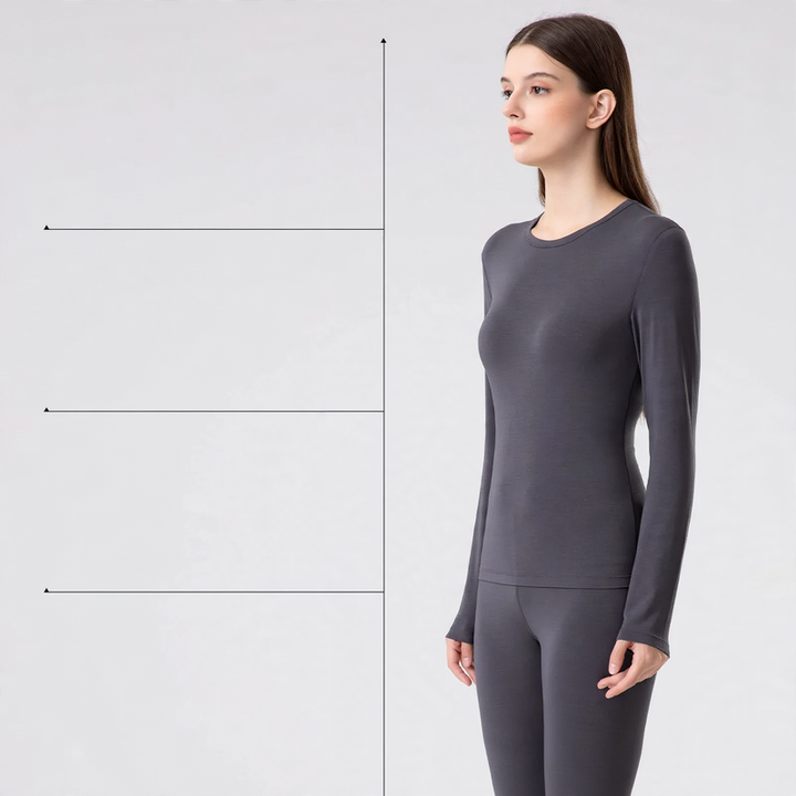 Damen-Thermo-Unterwäsche-Set, Modal, Rundhals, hautfreundlich