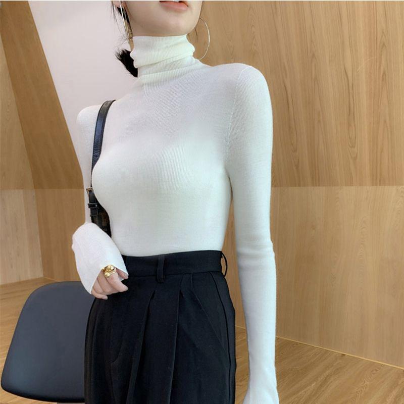 Damen-Pullover mit Stehkragen, schmal geschnitten