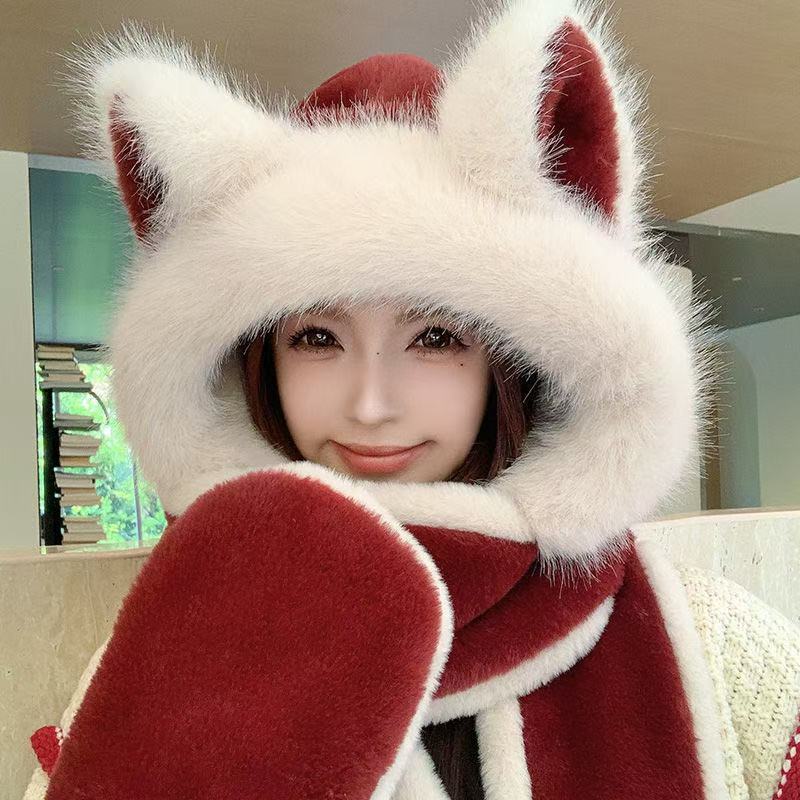 Plüsch-Set mit Ohrenschutz, Winter-Accessoire