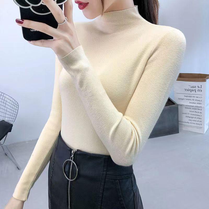 Damen-Strickpullover mit Stehkragen, schmal geschnitten