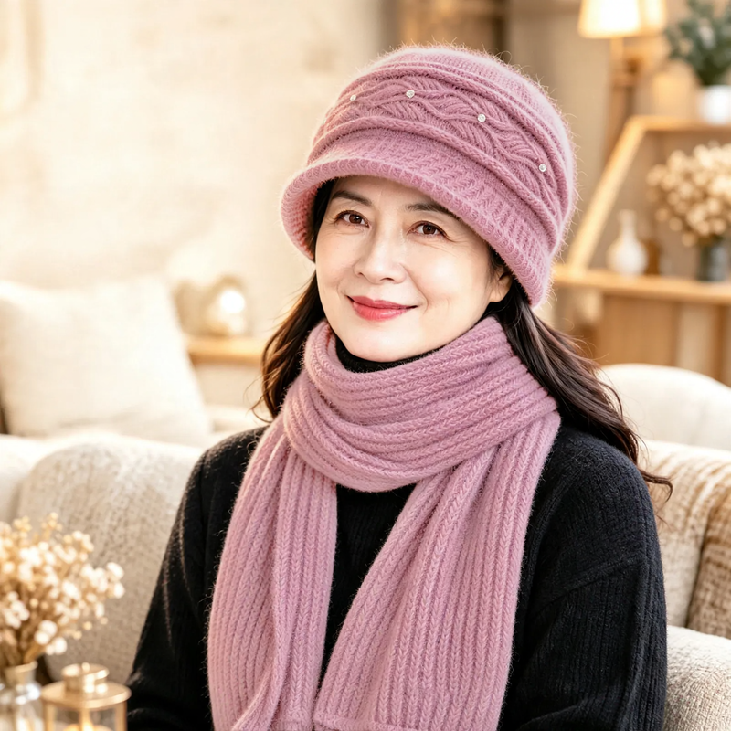 Strickmütze und Schal Set für Damen