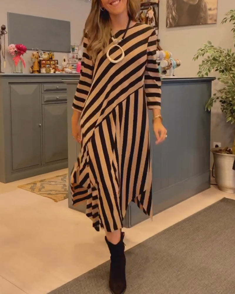 Drune | Gestreiftes Lockeres Freizeitkleid