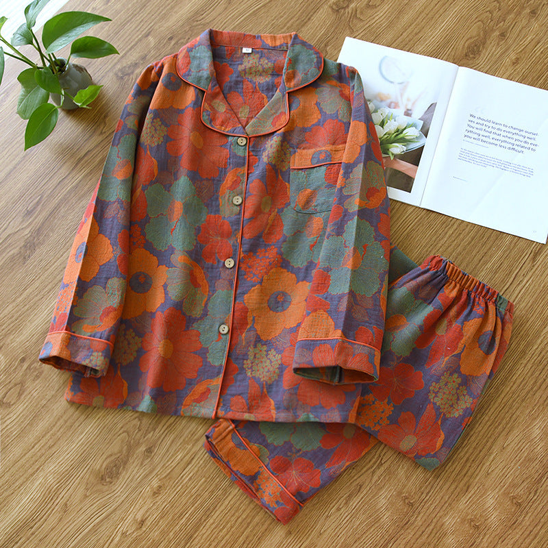 Damen-Schlafanzug aus Baumwoll-Jacquard