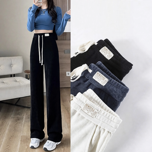 Gefütterte Cord-Freizeithose mit hohem Bund