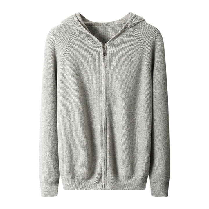 Herren-Kaschmir-Strickjacke mit Kapuze, dick