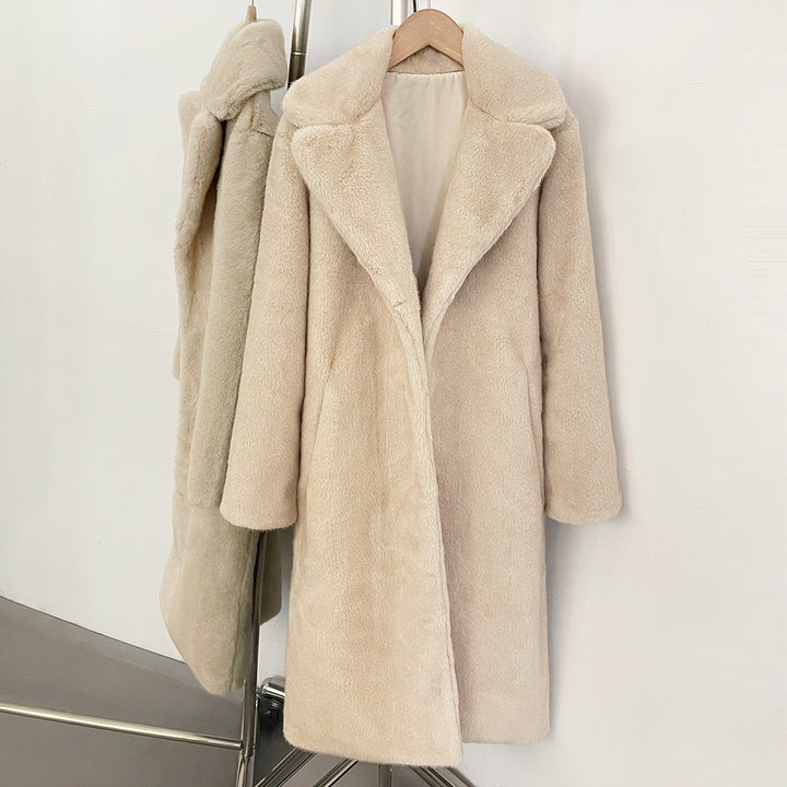 Eleganter Kunstfellmantel mit Reverskragen