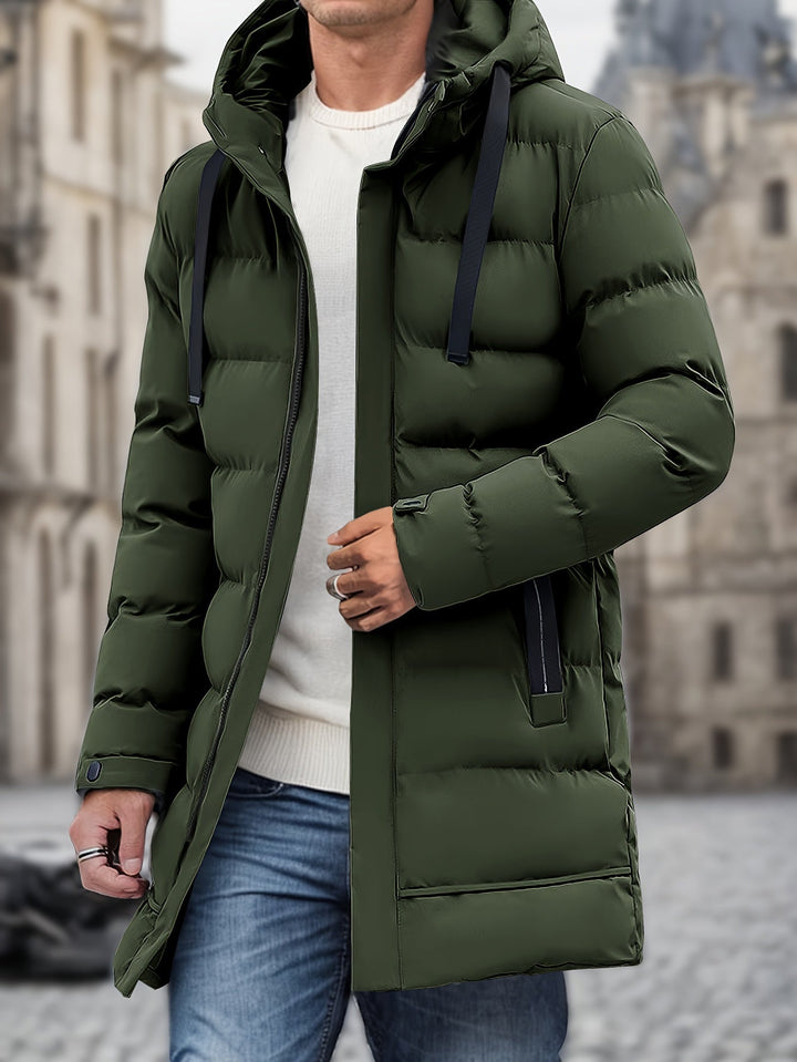 Drune | Lange Gepolsterte Kapuzen Puffer Winterjacke Für Herren - Perfekt für Outdoor-Aktivitäten