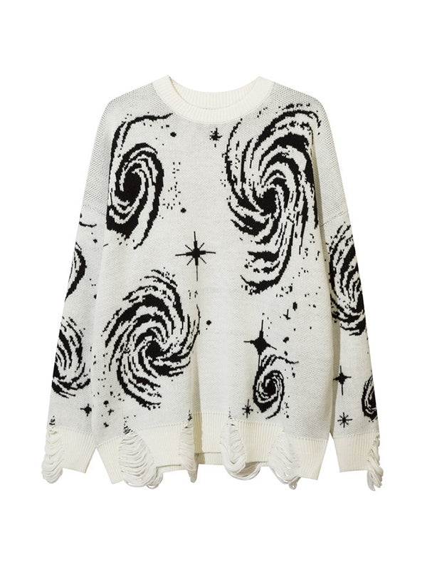 Drune | Farbe Vintage Druck Zerrissene Sweatshirt
