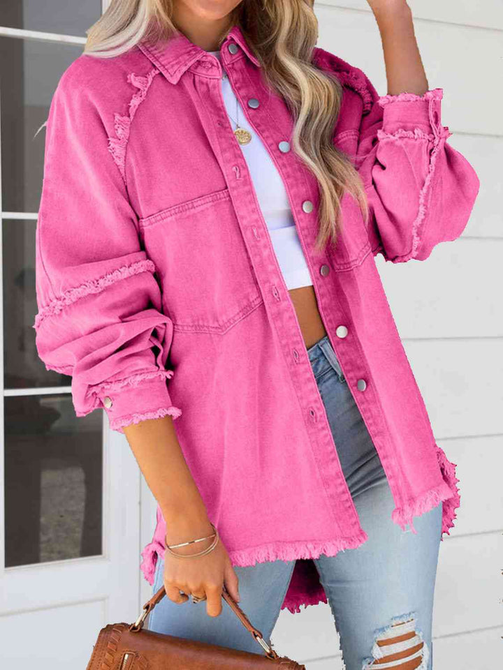Drune | Button Down Raw Hem Denim Jacke