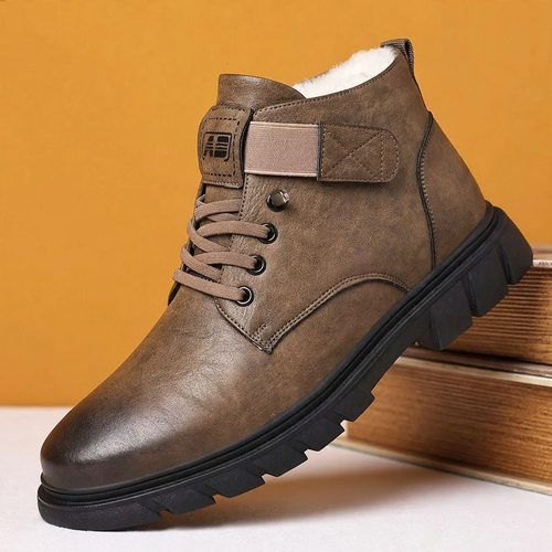 Gefütterte Herren-Stiefel, High-Top, Kunst-PU, Winter
