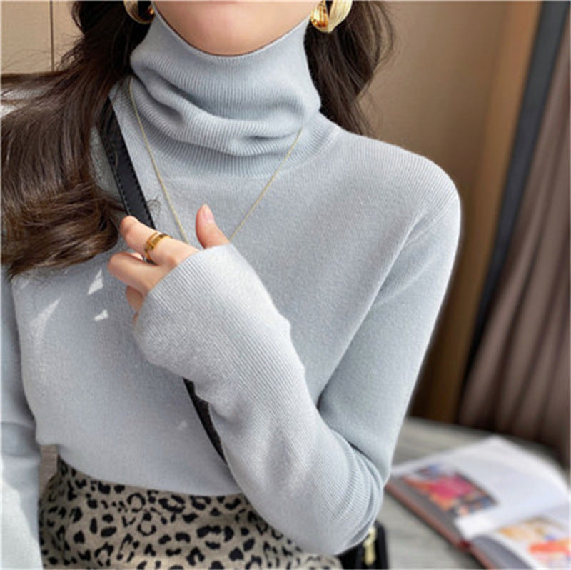 Damen-Strickpullover mit Stehkragen, schmal geschnitten