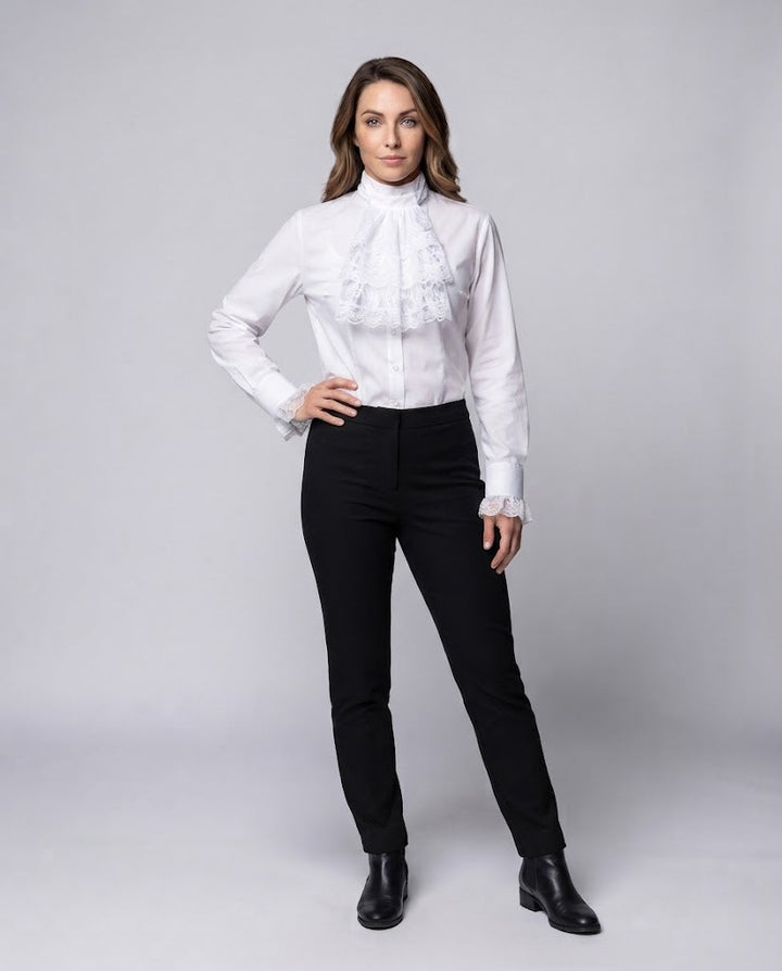 Damen Rüschbluse mit eleganten Ärmelaufschlägen Drune
