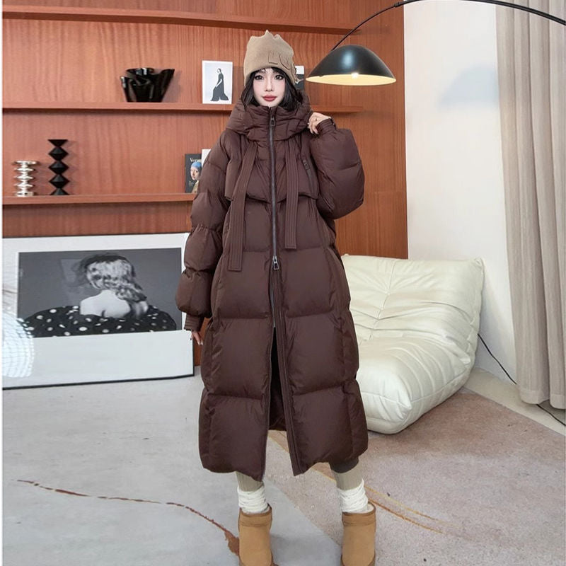 Lange Damen-Winterjacke im koreanischen Stil