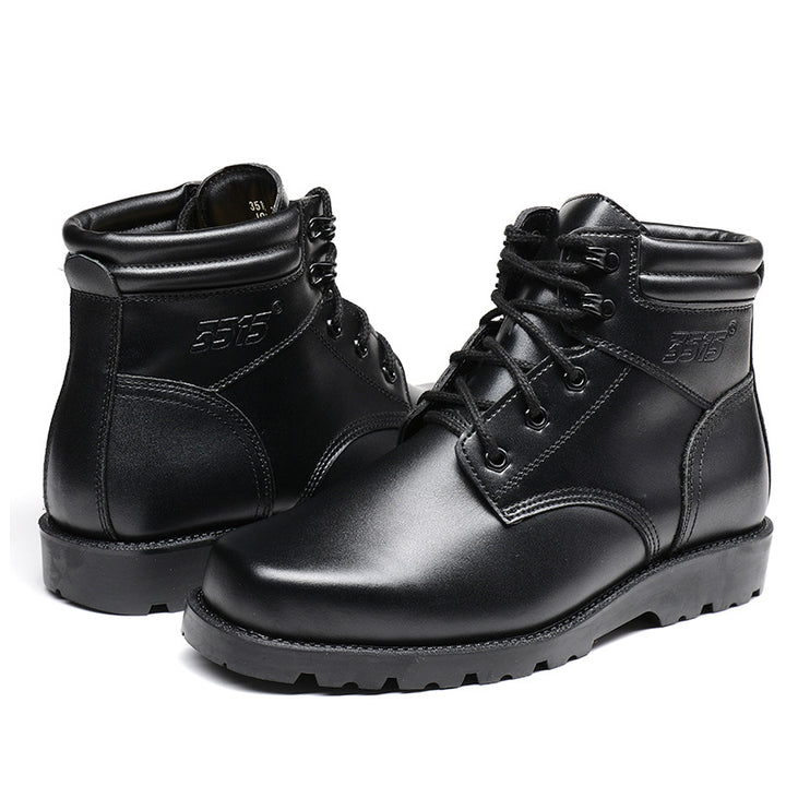 Herren-Winterstiefel aus echtem Leder mit Lammfellfutter