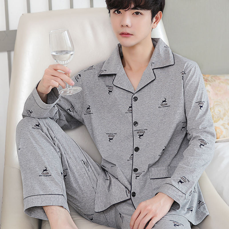 Herren-Pyjama-Set aus 100% Baumwolle, langärmelig