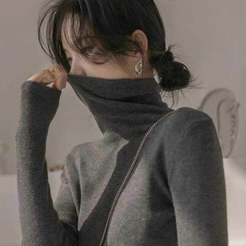 Damen Strickpullover, Rollkragen, körpernah