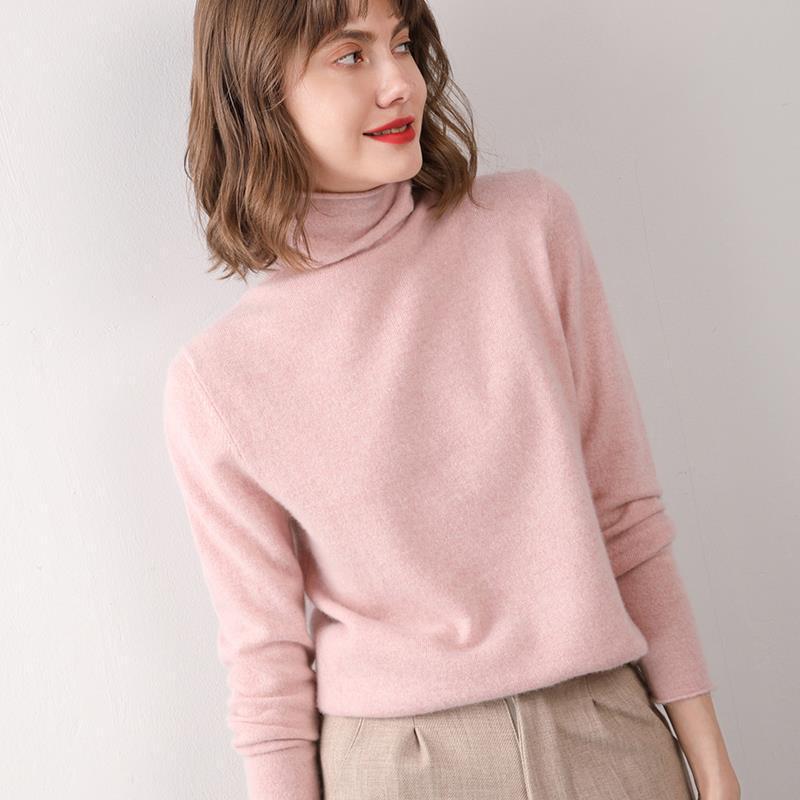 Damen-Wollpullover mit Stehkragen aus reiner Wolle