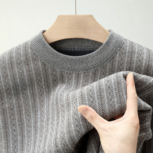 Herren-Pullover mit Stehkragen, gefüttert, Jacquard-Muster