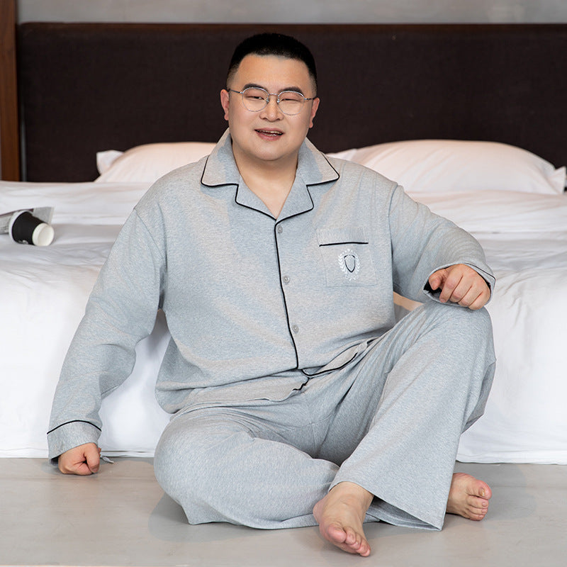 Herren-Pyjama-Set, Baumwolle, Langarm, Übergrößen