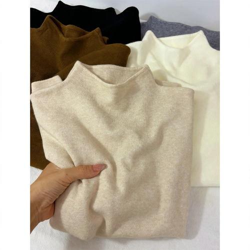 Damen-Strickpullover mit kleinem Stehkragen