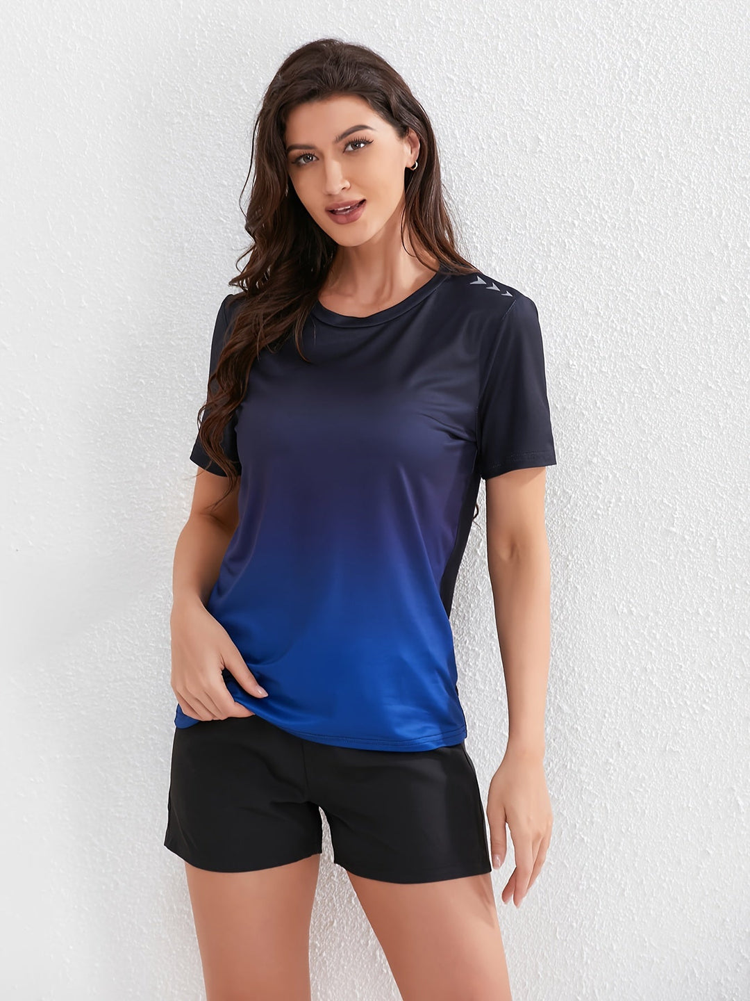 Drune | Damen Ombre Sport T-shirt Mit Kurzen Ärmeln